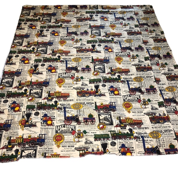 Vintage House N' Home Newspaper Train Print Fabric - Picture 1 of 16